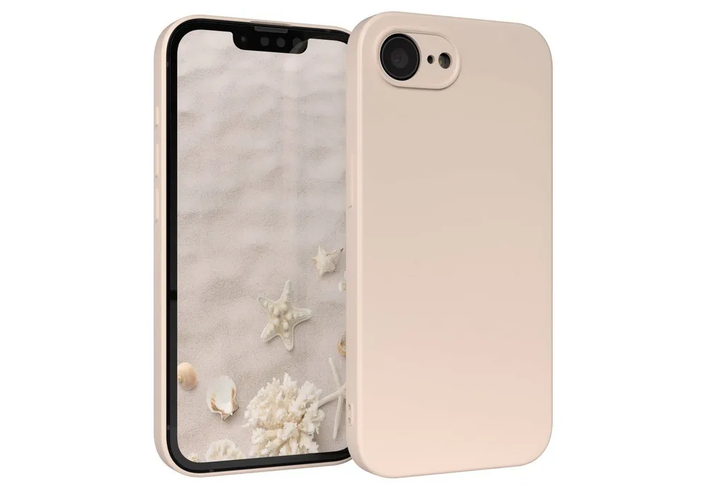 EAZY CASE Handyhülle für Apple iPhone 16e Hülle Silikon 6,1 Zoll, Bumper Case Matt Slimcover Silikonschutzhülle elastisch Taupe / Beige