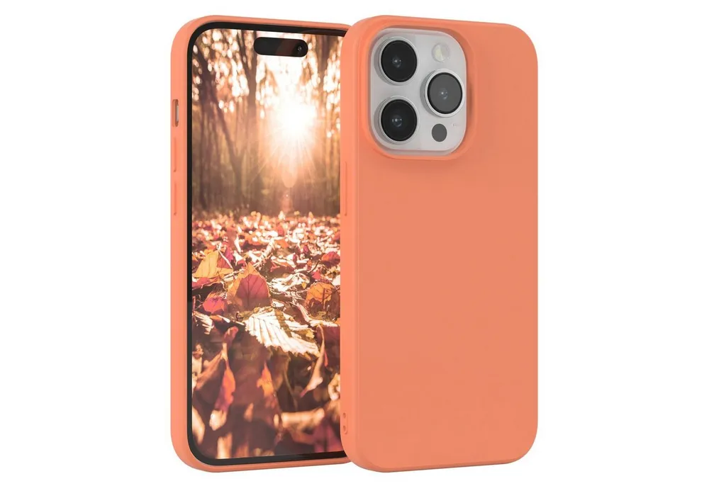 EAZY CASE Handyhülle für Apple iPhone 14 Pro Hülle Silikon 6,1 Zoll, Schutzhülle mit Kameraschutz telefonhülle elastisch bumper tpu Orange
