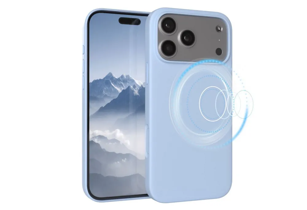 EAZY CASE Handyhülle für Apple iPhone 17 Pro Max Hülle Silikon 6,9 Zoll, Bumper Case MagSafe Matt Slimcover Silikonschutzhülle Hellblau