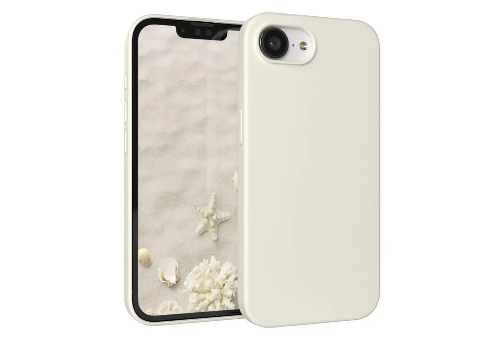 EAZY CASE Handyhülle für Apple iPhone 16e Hülle Silikon 6,1 Zoll, Hülle Silikon mit Displayschutz Handy Softcase Slimcover Taupe / Beige
