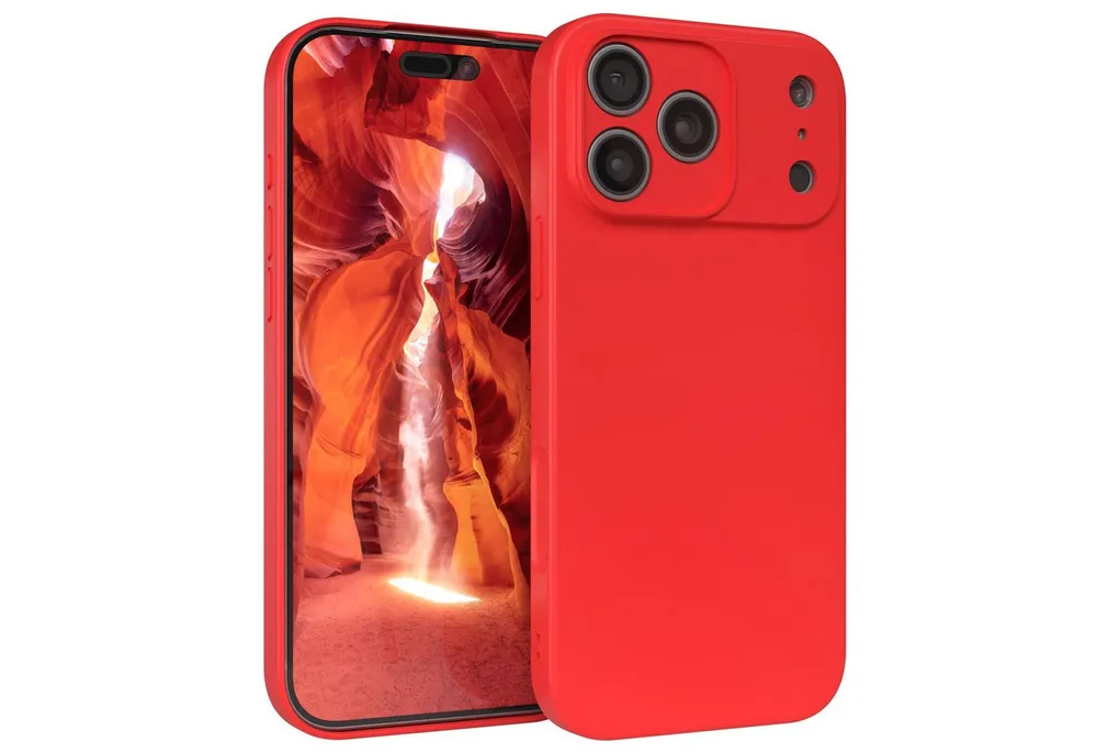 EAZY CASE Handyhülle für Apple iPhone 17 Pro Max Hülle Silikon 6,9 Zoll, Silikon Schutzhülle mit Kameraschutz stoßfest Handycover elastisch Rot