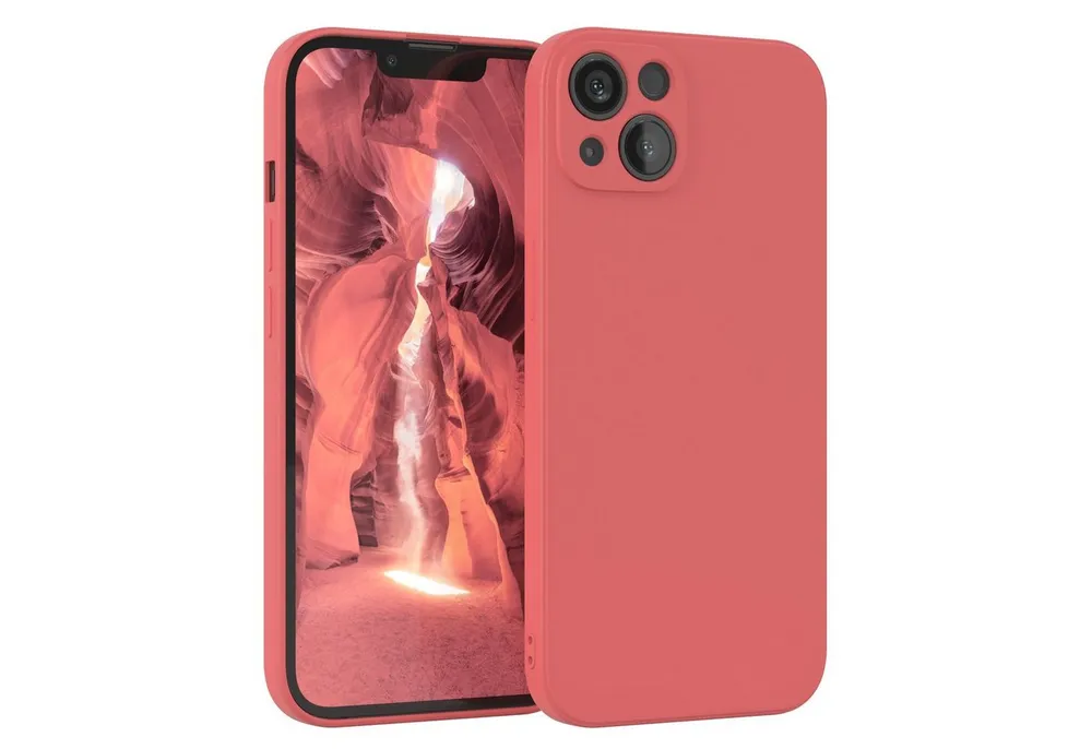 EAZY CASE Handyhülle für Apple iPhone 13 Hülle Silikon 6,1 Zoll, Schutzhülle mit Kameraschutz stoßfest telefonhülle Matt Rot / Hellrot