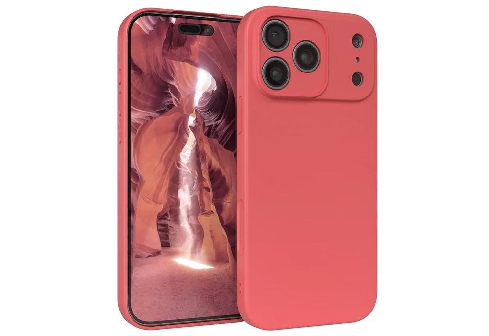 EAZY CASE Handyhülle für Apple iPhone 17 Pro Max Hülle Silikon 6,9 Zoll, Schutzhülle mit Kameraschutz stoßfest Telefonhülle Matt Rot / Hellrot