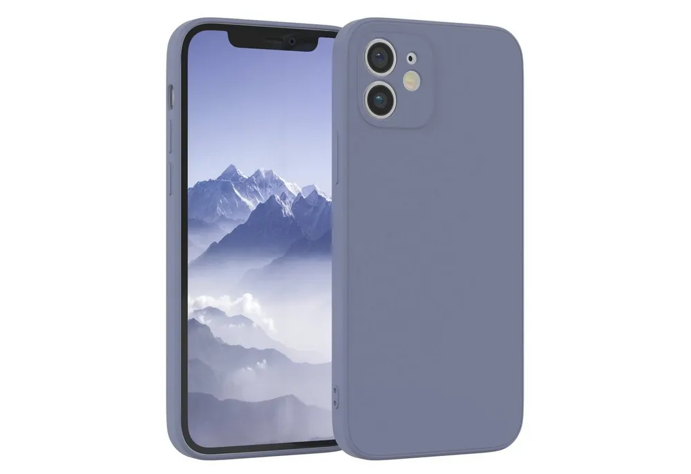 EAZY CASE Handyhülle für Apple iPhone 12 Hülle Silikon 6,1 Zoll, Silikon Schutzhülle mit Kameraschutz Matt Back Cover Soft Eis Blau