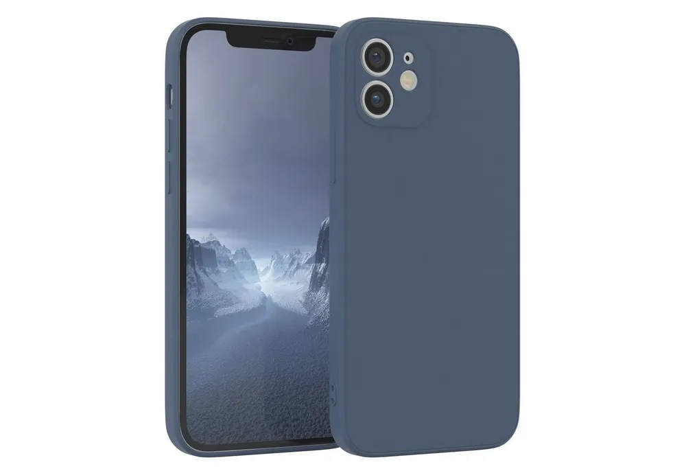 EAZY CASE Handyhülle für Apple iPhone 12 Hülle Silikon 6,1 Zoll, Handy Softcase mattierte Silikonhülle Back Cover Soft Blau / Petrol
