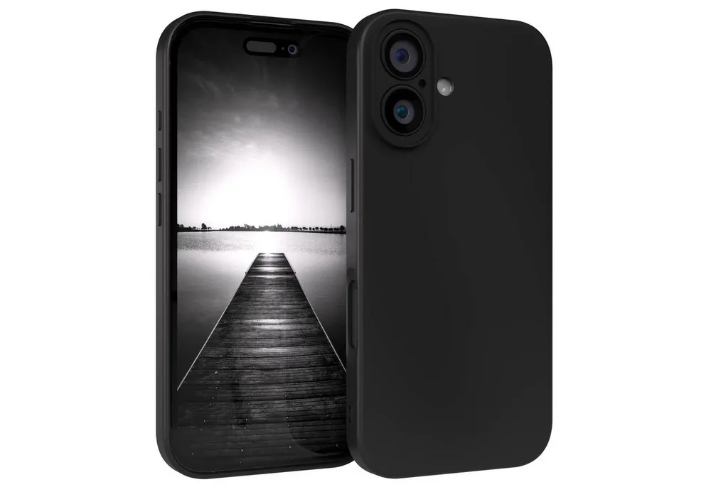 EAZY CASE Handyhülle für Apple iPhone 16 Hülle Silikon 6,1 Zoll, Silikon Schutzhülle mit Kameraschutz kratzfest Back Cover Etui Schwarz