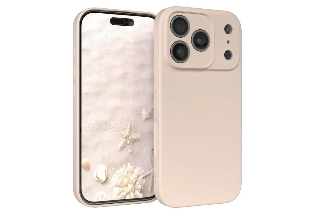 EAZY CASE Handyhülle für Apple iPhone 17 Pro Hülle Silikon 6,3 Zoll, Bumper Case Matt Slimcover Silikonschutzhülle elastisch Taupe / Beige