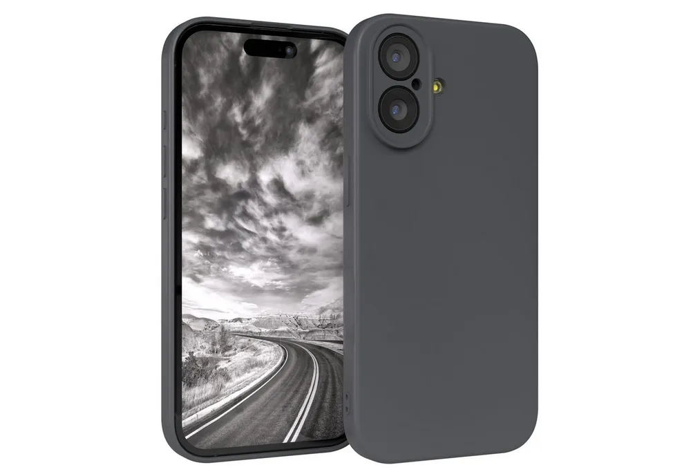 EAZY CASE Handyhülle für Apple iPhone 17 Hülle Silikon 6,3 Zoll, Hülle mit Kameraschutz Handycase Soft Smart Slimcover matt Dunkelgrau