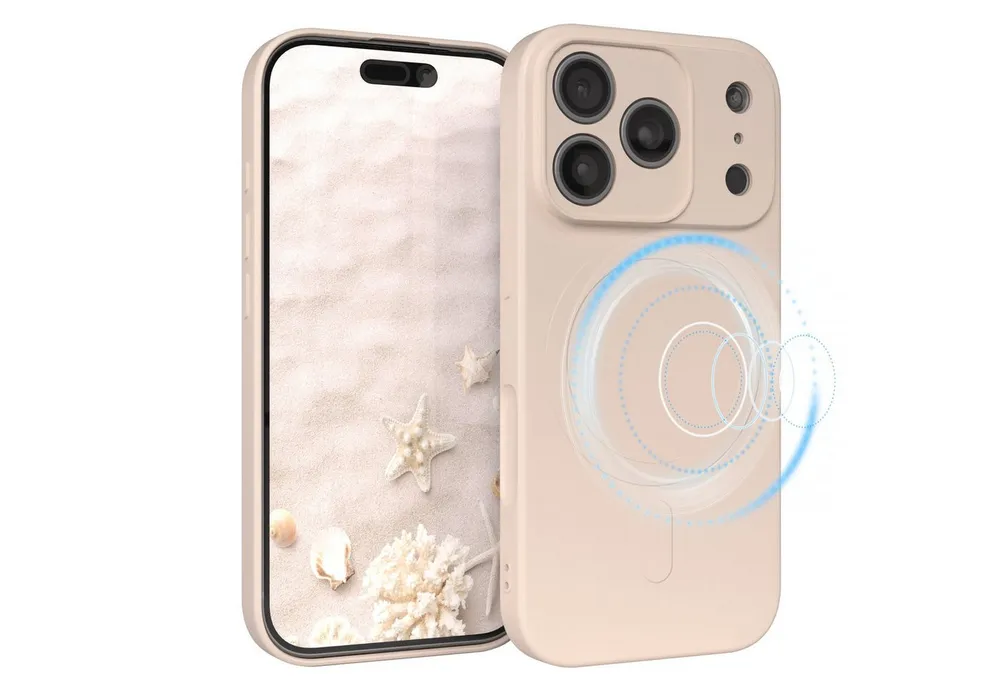 EAZY CASE Handyhülle für Apple iPhone 17 Pro Hülle Silikon 6,3 Zoll, Schutzcase mit MagSafe Slimcover Silikonschutzhülle elastisch Taupe