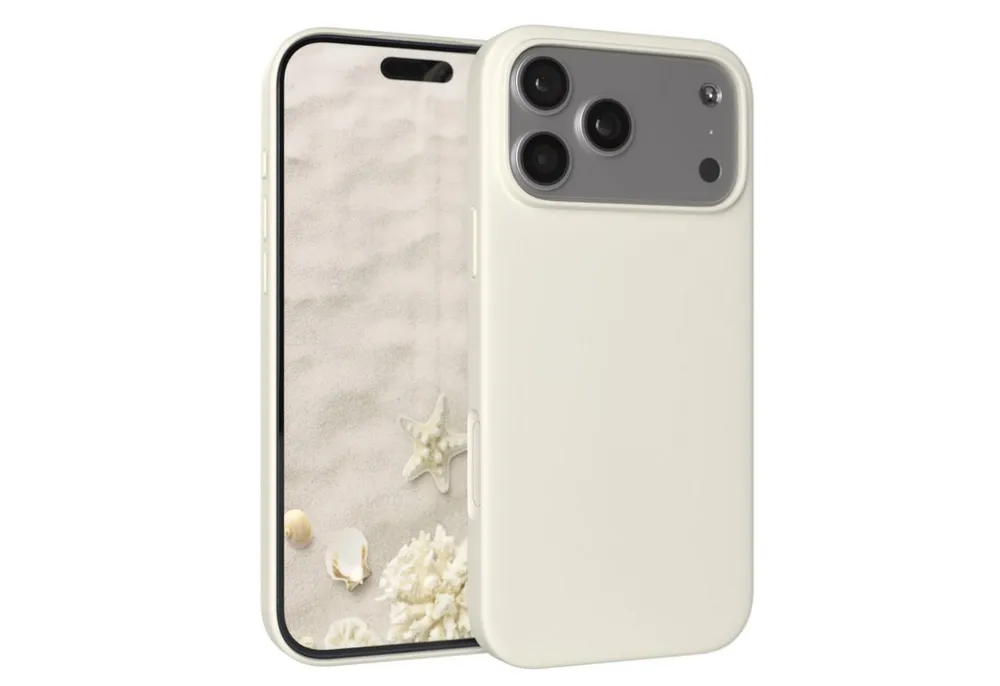 EAZY CASE Handyhülle für Apple iPhone 17 Pro Max Hülle Silikon 6,9 Zoll, Hülle Silikon mit Displayschutz Handy Softcase Slimcover Taupe / Beige