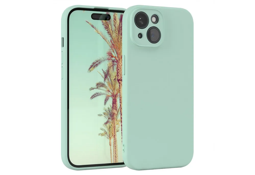 EAZY CASE Handyhülle für Apple iPhone 15 Hülle Silikon 6,1 Zoll, Hülle Silikon kratzfest Smart Slimcover Bumper Case Etui Mint Grün