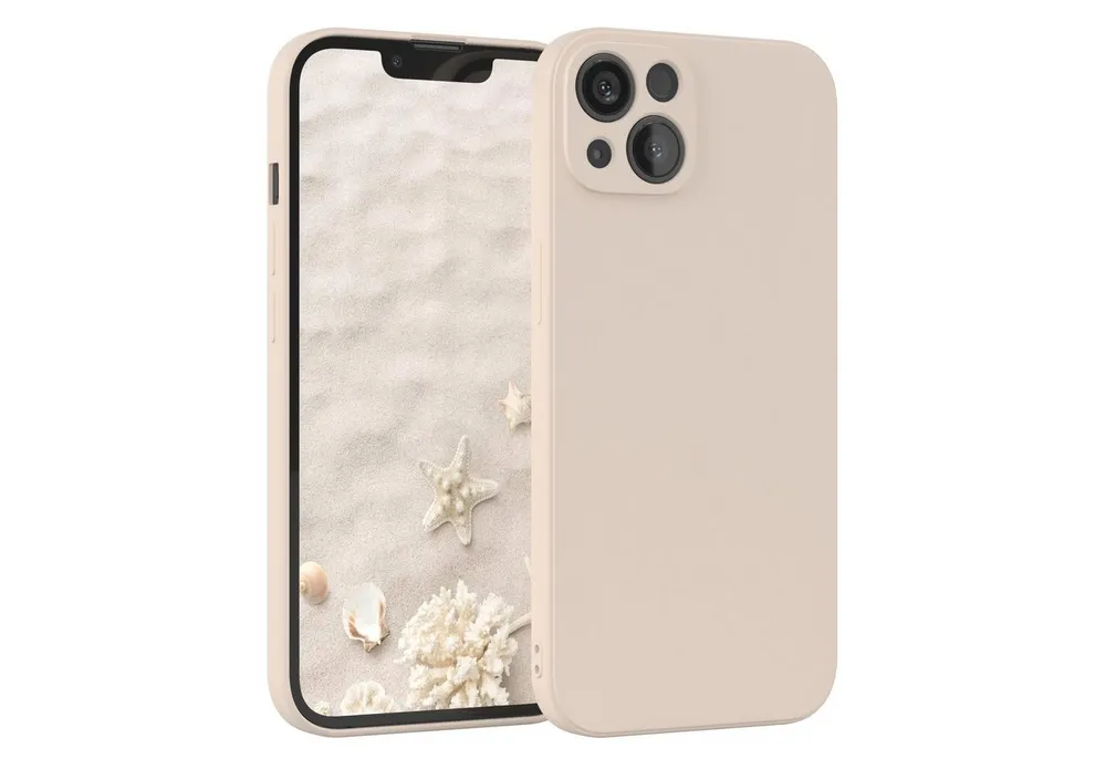 EAZY CASE Handyhülle für Apple iPhone 13 Hülle Silikon 6,1 Zoll, Bumper Case Matt Slimcover Silikonschutzhülle elastisch Taupe / Beige