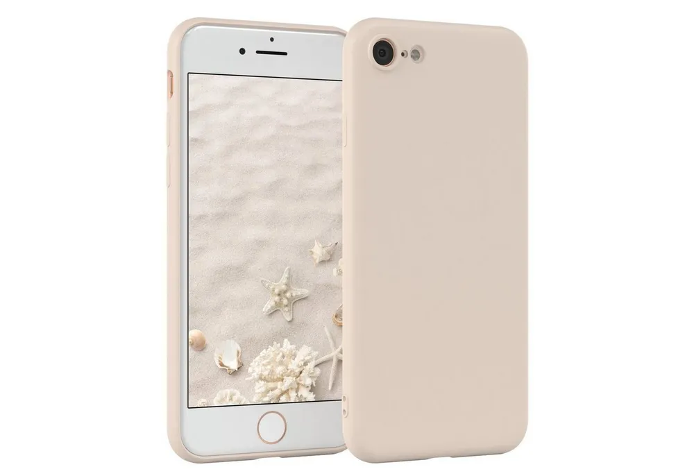 EAZY CASE Handyhülle für Apple iPhone SE 2022/2020 iPhone 8/7 Hülle Silikon 4,7 Zoll, Bumper Case Matt Slimcover Silikonschutzhülle elastisch Taupe / Beige