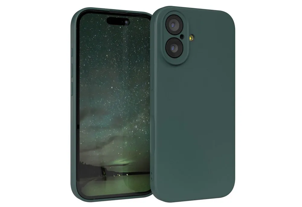 EAZY CASE Handyhülle für Apple iPhone 17 Hülle Silikon 6,3 Zoll, Silikon Schutzhülle mit Kameraschutz kratzfestes Bumper Nachtgrün
