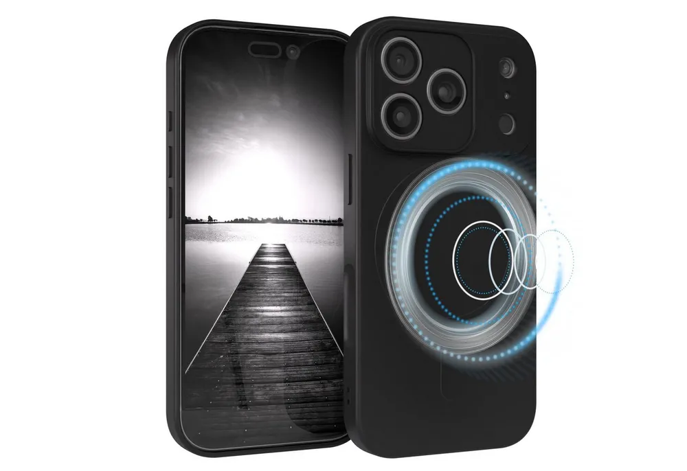 EAZY CASE Handyhülle für Apple iPhone 17 Pro Hülle Silikon 6,3 Zoll, Schutzhülle mit MagSafe kratzfest Back Cover Kameraschutz Schwarz