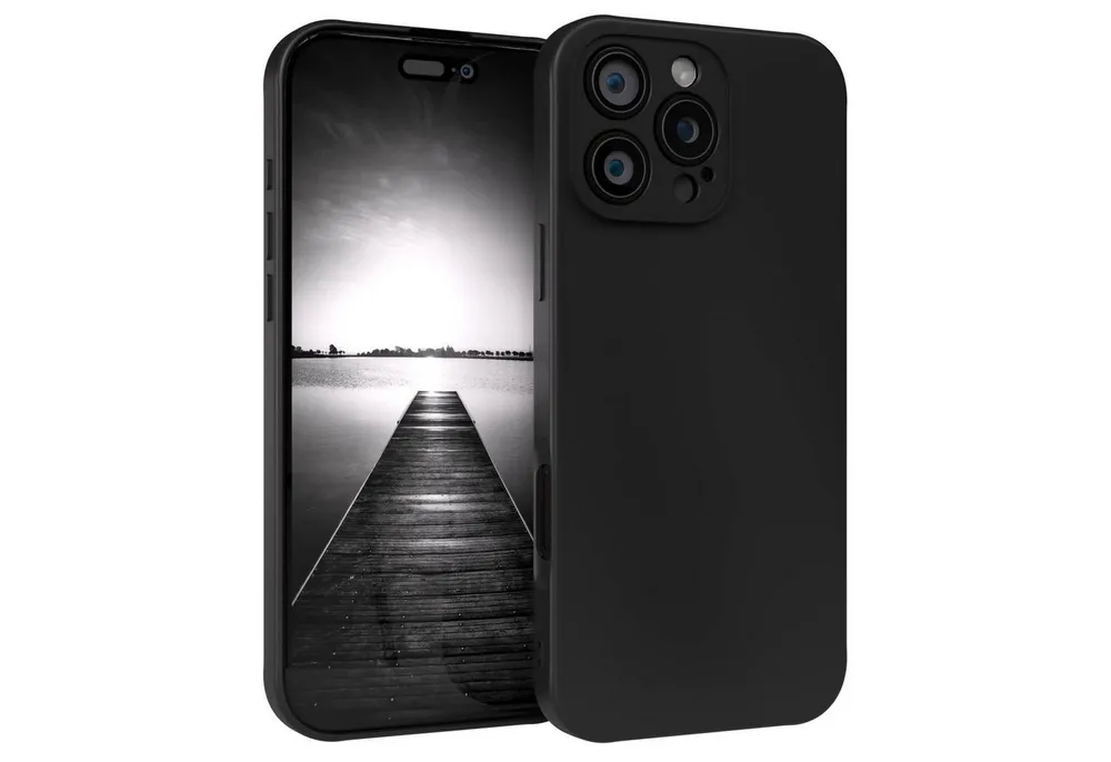 EAZY CASE Handyhülle für Apple iPhone 16 Pro Max Hülle Silikon 6,9 Zoll, Silikon Schutzhülle mit Kameraschutz kratzfest Back Cover Etui Schwarz