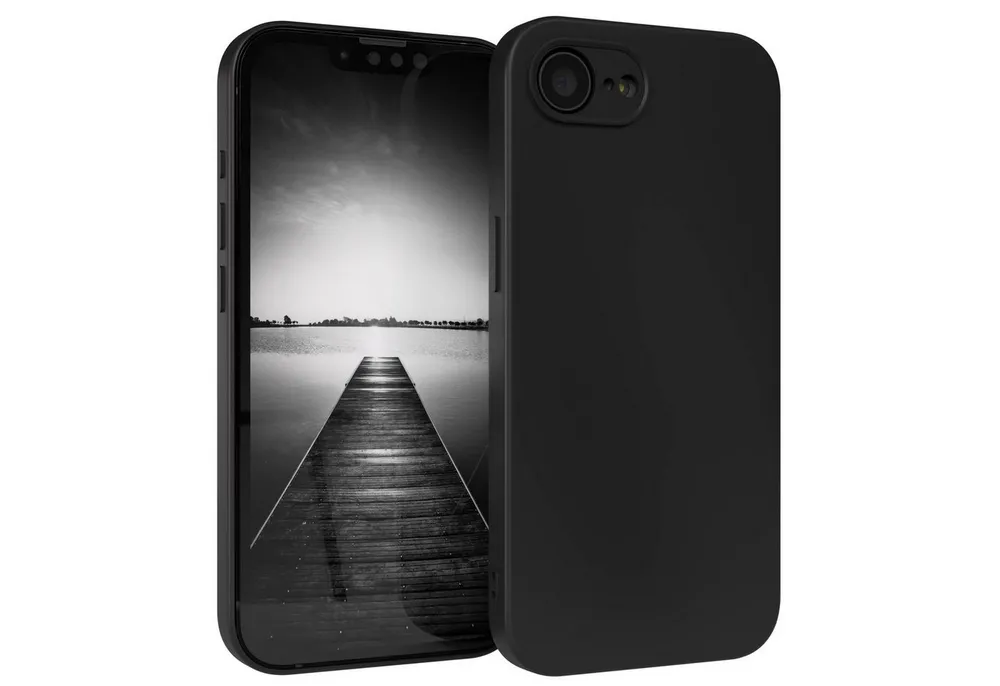 EAZY CASE Handyhülle für Apple iPhone 16e Hülle Silikon 6,1 Zoll, Silikon Schutzhülle mit Kameraschutz kratzfest Back Cover Etui Schwarz