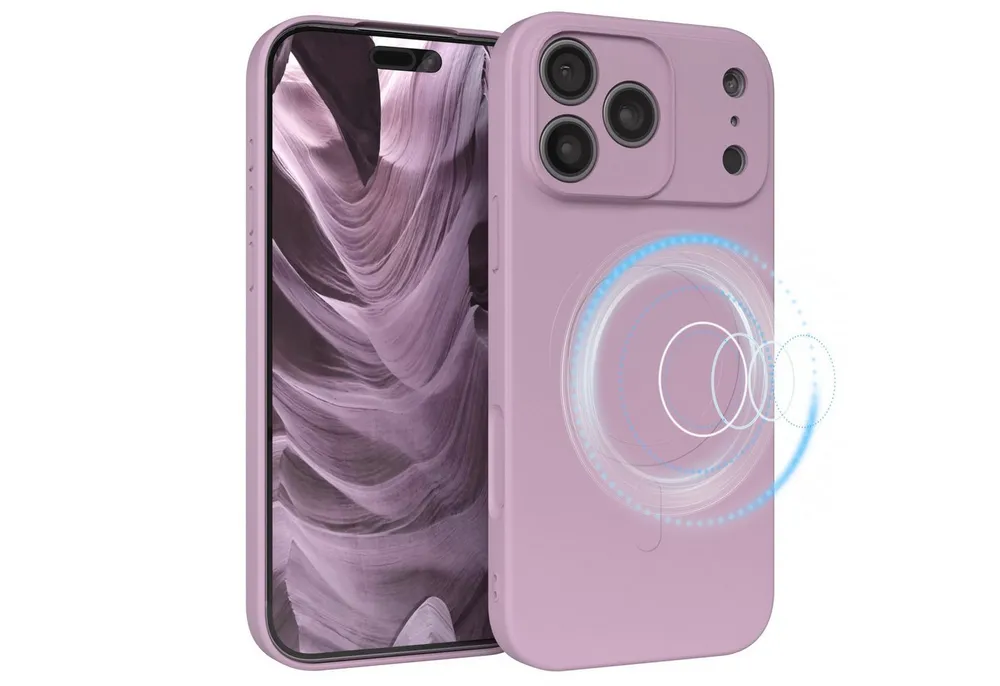 EAZY CASE Handyhülle für Apple iPhone 17 Pro Max Hülle Silikon 6,9 Zoll, MagSafe Slimcover Kameraschutz Qi-Charging Softcover weich Flieder