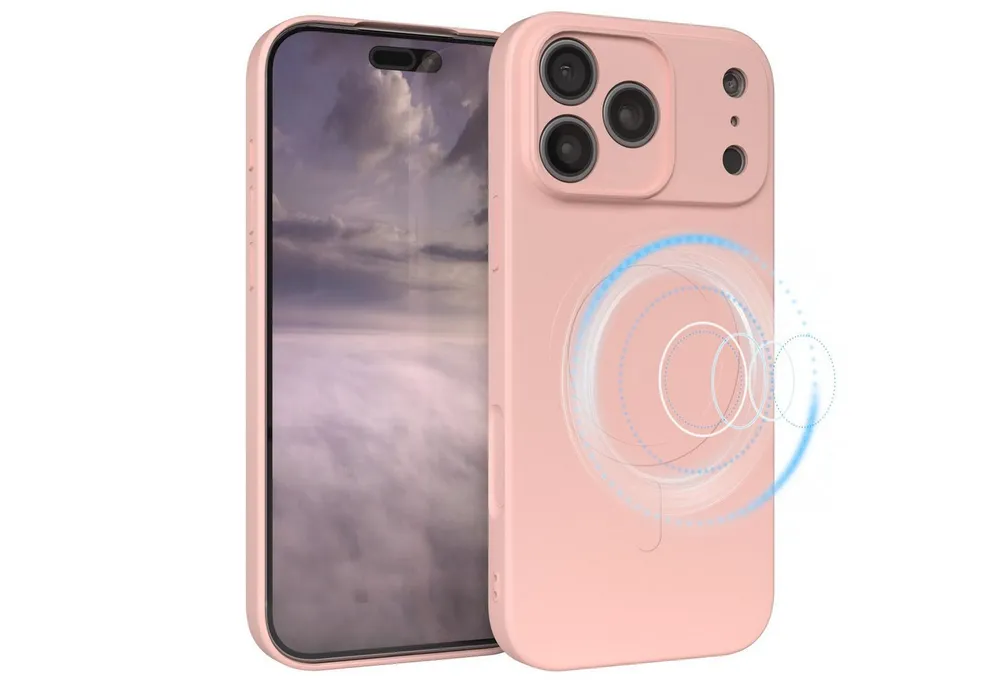 EAZY CASE Handyhülle für Apple iPhone 17 Pro Max Hülle Silikon 6,9 Zoll, MagSafe Schutzhülle Silikoncover mit Kameraschutz Rosa / Altrosa