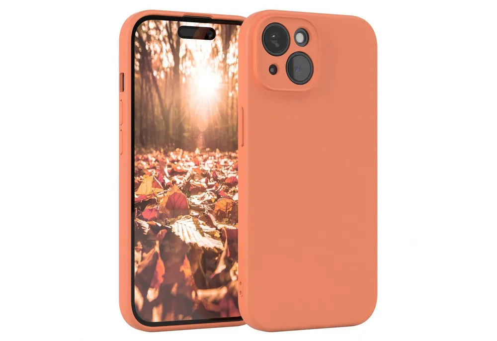 EAZY CASE Handyhülle für Apple iPhone 15 Hülle Silikon 6,1 Zoll, Schutzhülle mit Kameraschutz Telefonhülle elastisch Bumper tpu Orange
