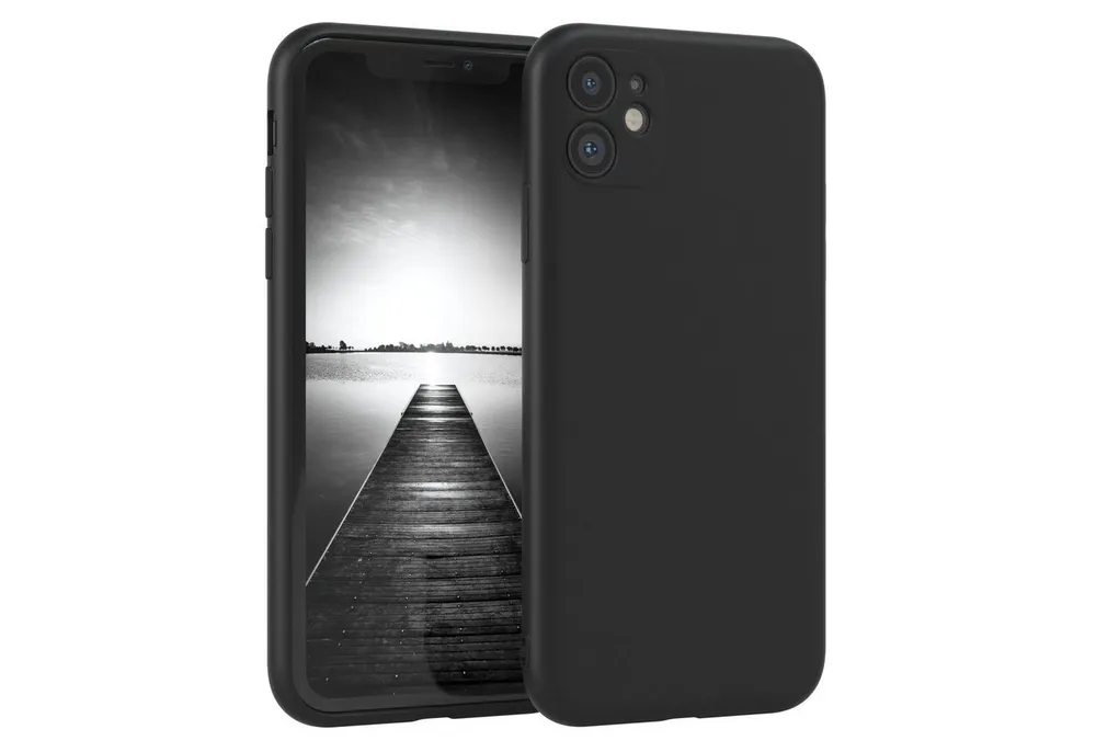 EAZY CASE Handyhülle für Apple iPhone 11 Hülle Silikon 6,1 Zoll, Silikon Schutzhülle mit Kameraschutz kratzfest Back Cover Etui Schwarz