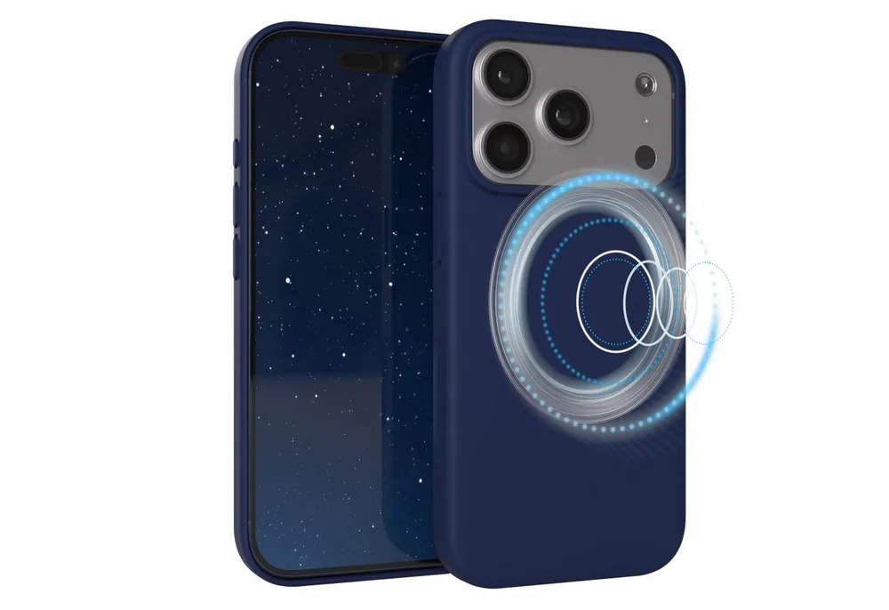 EAZY CASE Handyhülle für Apple iPhone 17 Pro Hülle Silikon 6,3 Zoll, Bumper Case MagSafe Matt Slimcover Silikonschutzhülle elastisch Blau