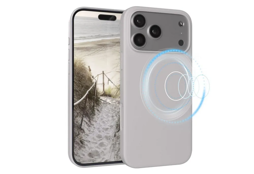 EAZY CASE Handyhülle für Apple iPhone 17 Pro Max Hülle Silikon 6,9 Zoll, Schutzhülle Silikon MagSafe mit Kameraschutz Handyschutz Hellgrau