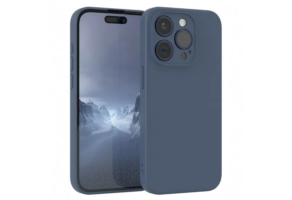 EAZY CASE Handyhülle für Apple iPhone 15 Pro Hülle Silikon 6,1 Zoll, Handy Softcase mattierte Silikonhülle Back Cover Soft Blau / Petrol