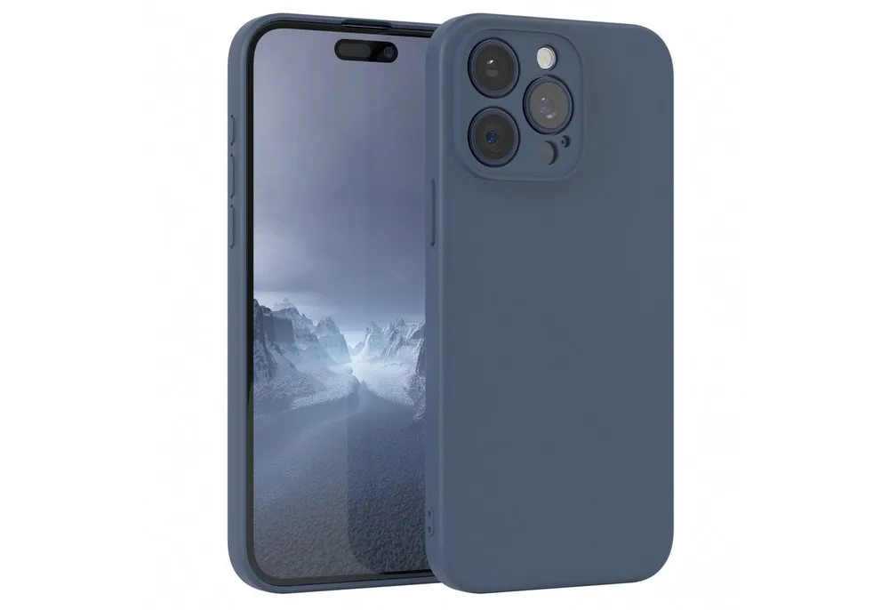 EAZY CASE Handyhülle für Apple iPhone 15 Pro Max Hülle Silikon 6,7 Zoll, Handy Softcase mattierte Silikonhülle Back Cover Soft Blau / Petrol