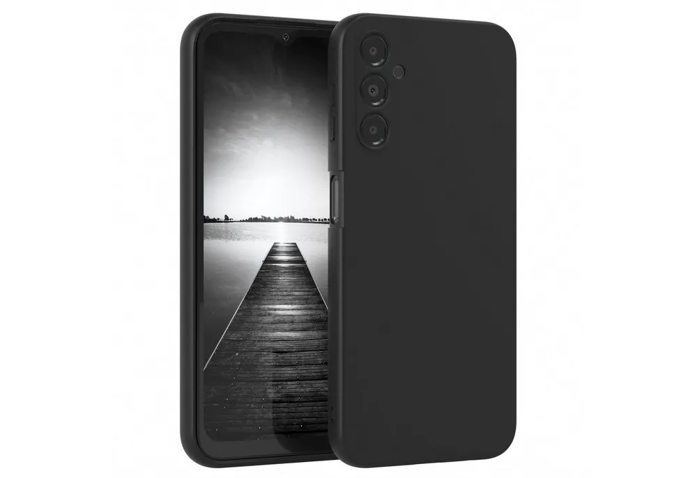 EAZY CASE Handyhülle für Samsung Galaxy A14 5G Hülle Silikon 6,6 Zoll, Silikon Schutzhülle mit Kameraschutz kratzfest Back Cover Etui Schwarz