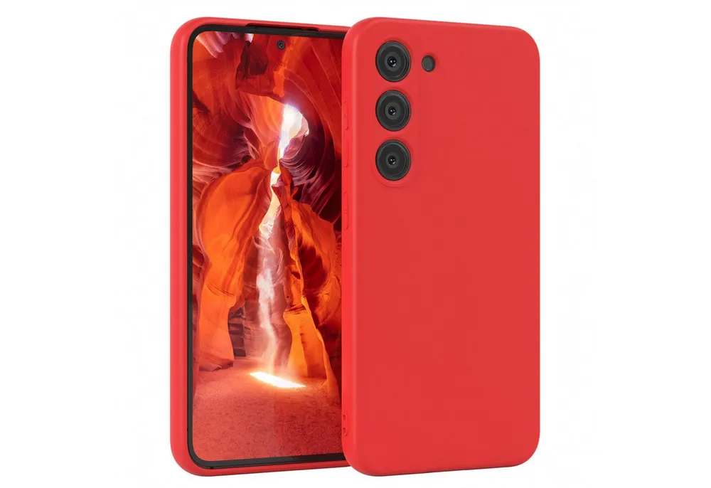 EAZY CASE Handyhülle für Samsung Galaxy S23 Hülle Silikon 6,1 Zoll, Silikon Schutzhülle mit Kameraschutz stoßfest Handycover elastisch Rot