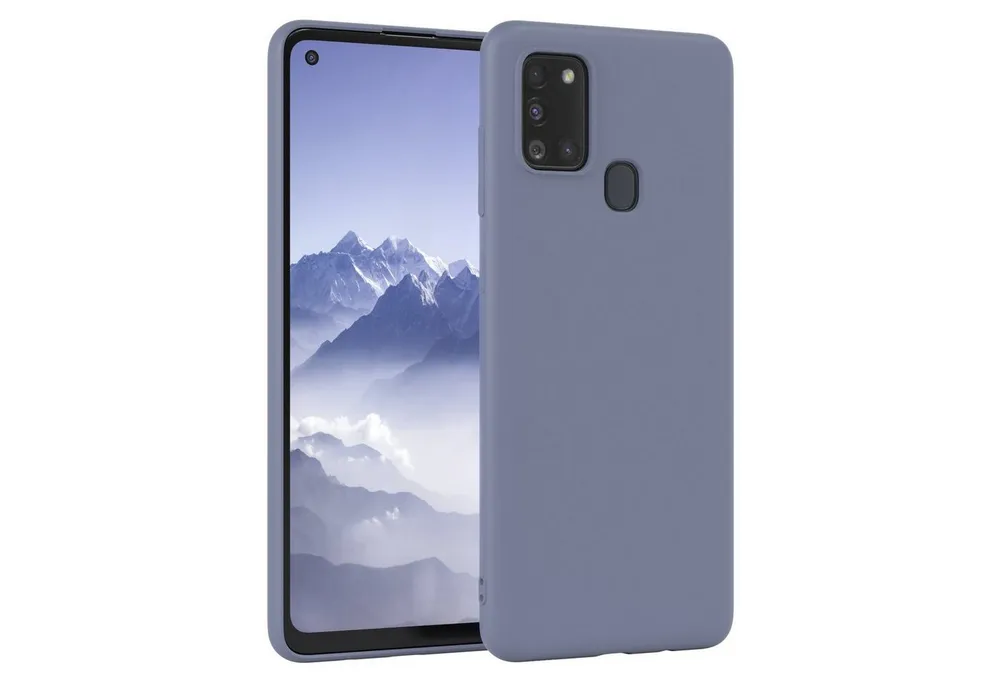 EAZY CASE Handyhülle für Samsung Galaxy A21s Hülle Silikon 6,5 Zoll, Silikon Schutzhülle mit Kameraschutz Matt Back Cover Soft Eis Blau