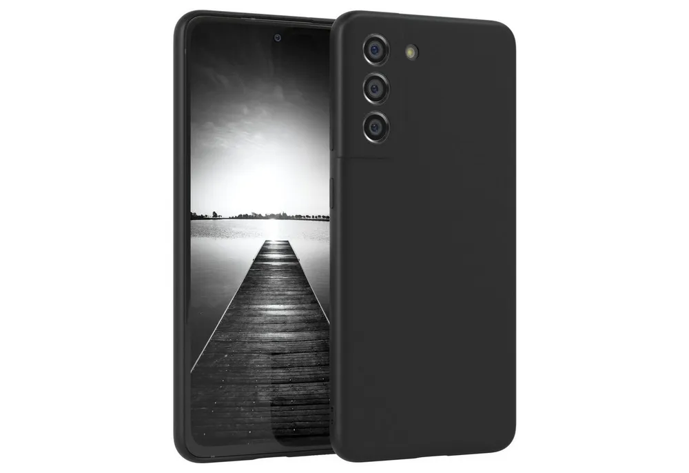 EAZY CASE Handyhülle für Samsung Galaxy S21 FE 5G Hülle Silikon 6,41 Zoll, Silikon Schutzhülle mit Kameraschutz kratzfest Back Cover Etui Schwarz