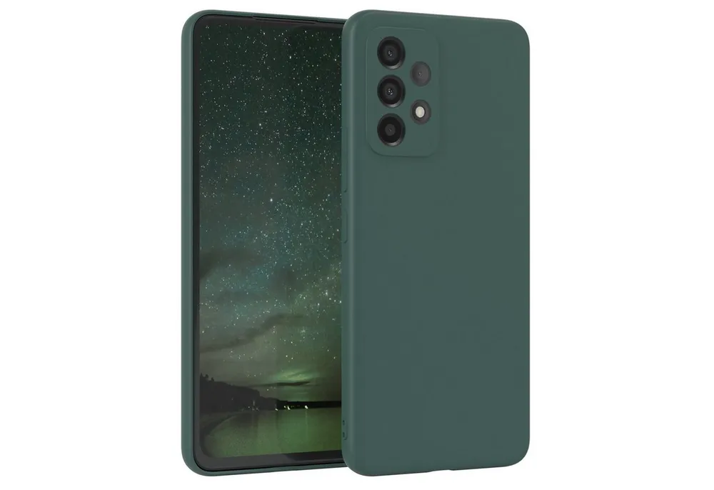 EAZY CASE Handyhülle für Samsung Galaxy A53 5G Hülle Silikon 6,5 Zoll, Silikon Schutzhülle mit Kameraschutz kratzfest bumper Grün / Nachtgrün