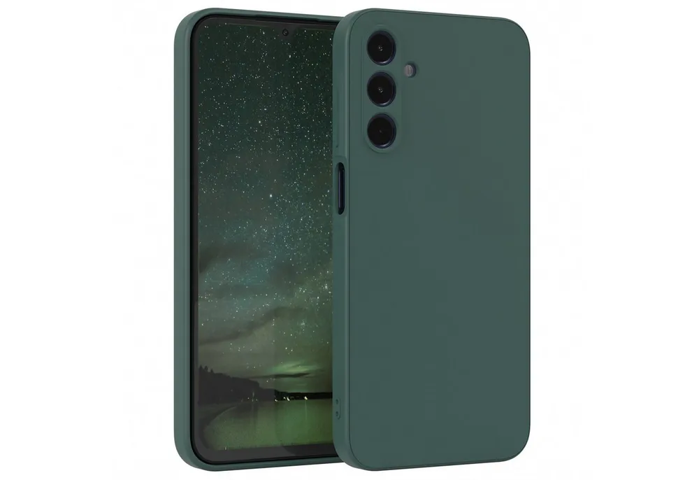 EAZY CASE Handyhülle für Samsung Galaxy A15 5G Hülle Silikon 6,5 Zoll, Silikon Schutzhülle mit Kameraschutz kratzfestes Bumper Nachtgrün