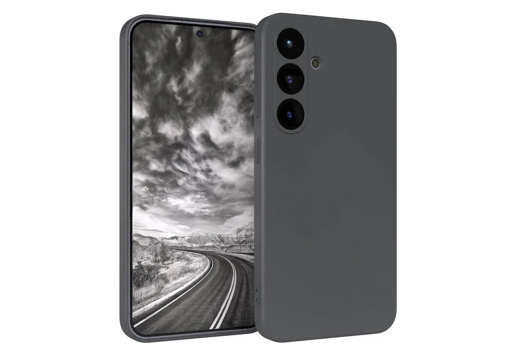 EAZY CASE Handyhülle für Samsung Galaxy S25 Hülle Silikon 6,2 Zoll, Hülle mit Kameraschutz Handycase Soft Smart Slimcover matt Dunkelgrau