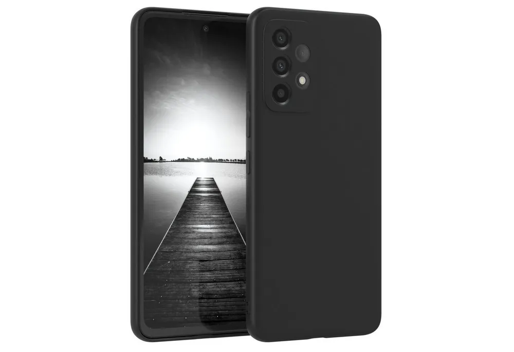 EAZY CASE Handyhülle für Samsung Galaxy A53 5G Hülle Silikon 6,5 Zoll, Silikon Schutzhülle mit Kameraschutz kratzfest Back Cover Etui Schwarz