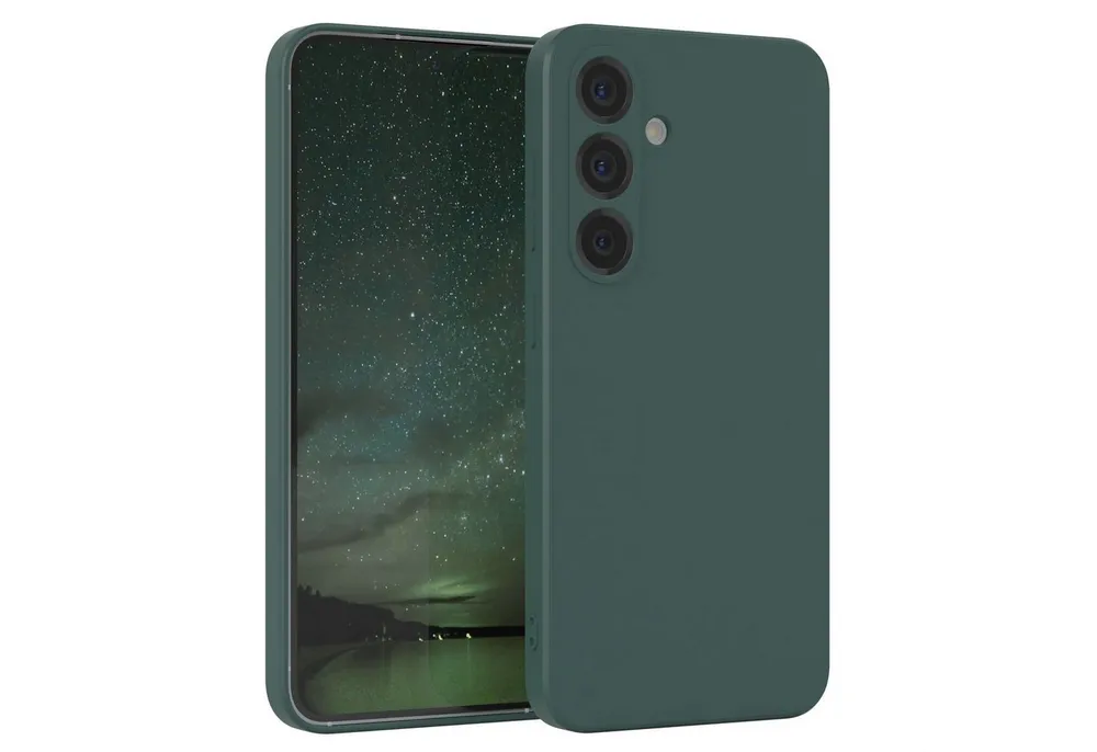 EAZY CASE Handyhülle für Samsung Galaxy S25 Hülle Silikon 6,2 Zoll, Silikon Schutzhülle mit Kameraschutz kratzfestes Bumper Nachtgrün