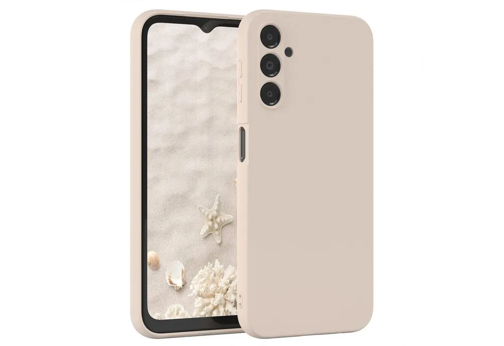 EAZY CASE Handyhülle für Samsung Galaxy A14 5G Hülle Silikon 6,6 Zoll, Bumper Case Matt Slimcover Silikonschutzhülle elastisch Taupe / Beige