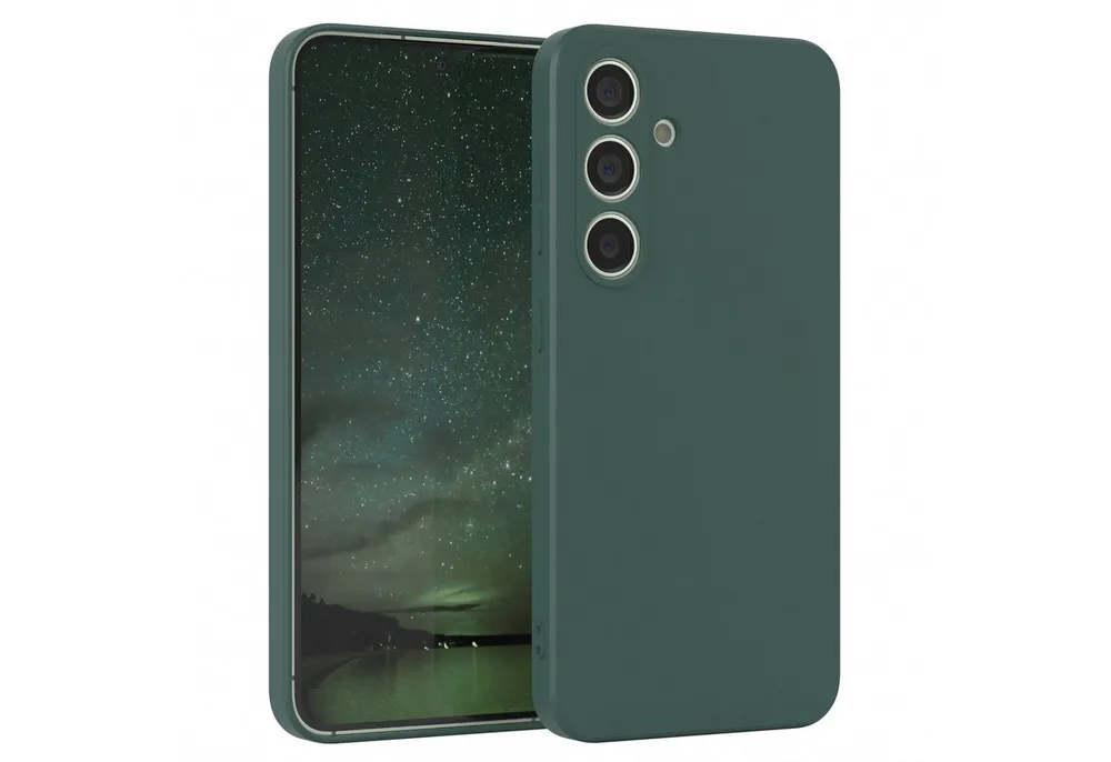 EAZY CASE Handyhülle für Samsung Galaxy S24 Hülle Silikon 6,2 Zoll, Silikon Schutzhülle mit Kameraschutz kratzfestes Bumper Nachtgrün