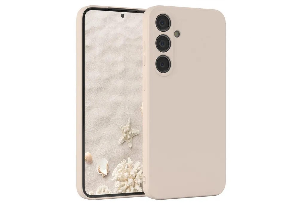 EAZY CASE Handyhülle für Samsung Galaxy S24 Plus Hülle Silikon 6,7 Zoll, Bumper Case Matt Slimcover Silikonschutzhülle elastisch Taupe / Beige
