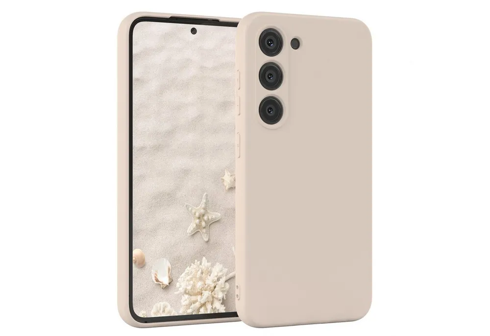 EAZY CASE Handyhülle für Samsung Galaxy S23 Hülle Silikon 6,1 Zoll, Bumper Case Matt Slimcover Silikonschutzhülle elastisch Taupe / Beige