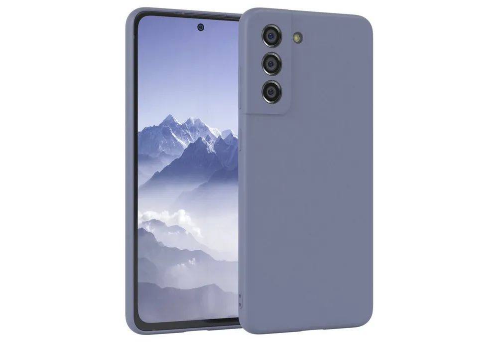 EAZY CASE Handyhülle für Samsung Galaxy S21 FE 5G Hülle Silikon 6,41 Zoll, Silikon Schutzhülle mit Kameraschutz Matt Back Cover Soft Eis Blau
