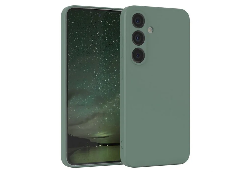 EAZY CASE Handyhülle für Samsung Galaxy S25 Hülle Silikon 6,2 Zoll, Schutzhülle mit Kameraschutz stoßfest telefonhülle Matt Dunkelgrün