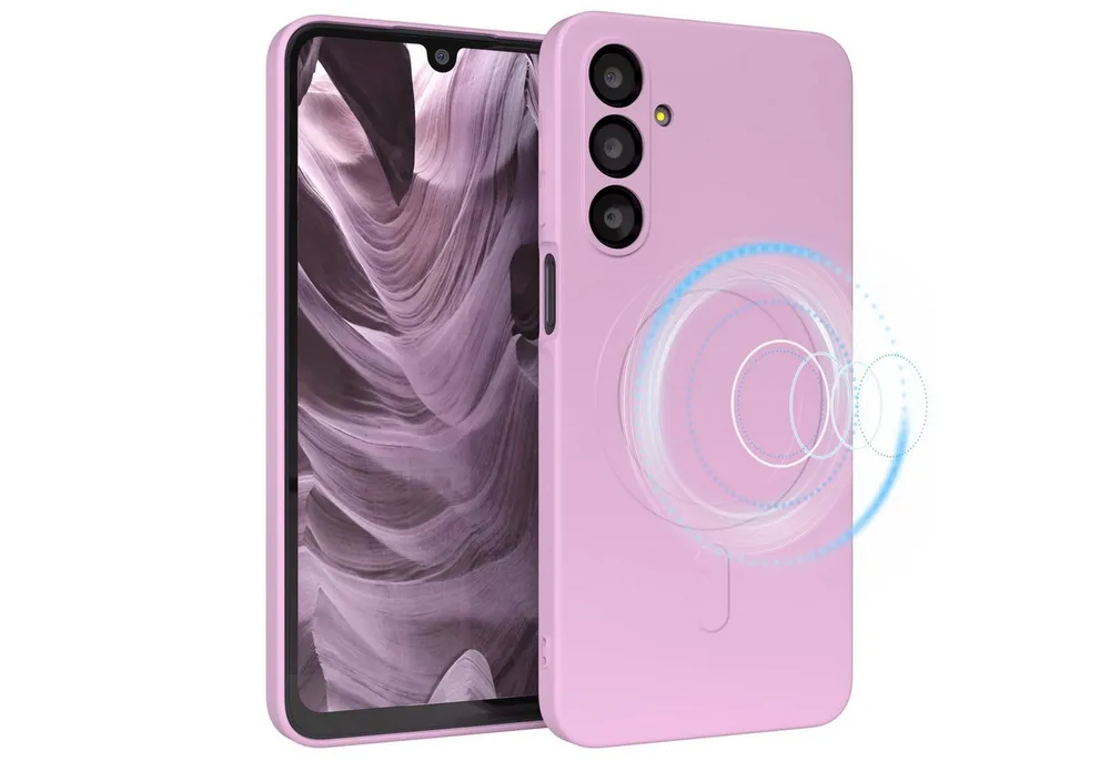 EAZY CASE Handyhülle für Samsung Galaxy A16 Hülle Silikon 6,7 Zoll, MagSafe Slimcover Kameraschutz Qi-Charging Softcover weich Flieder