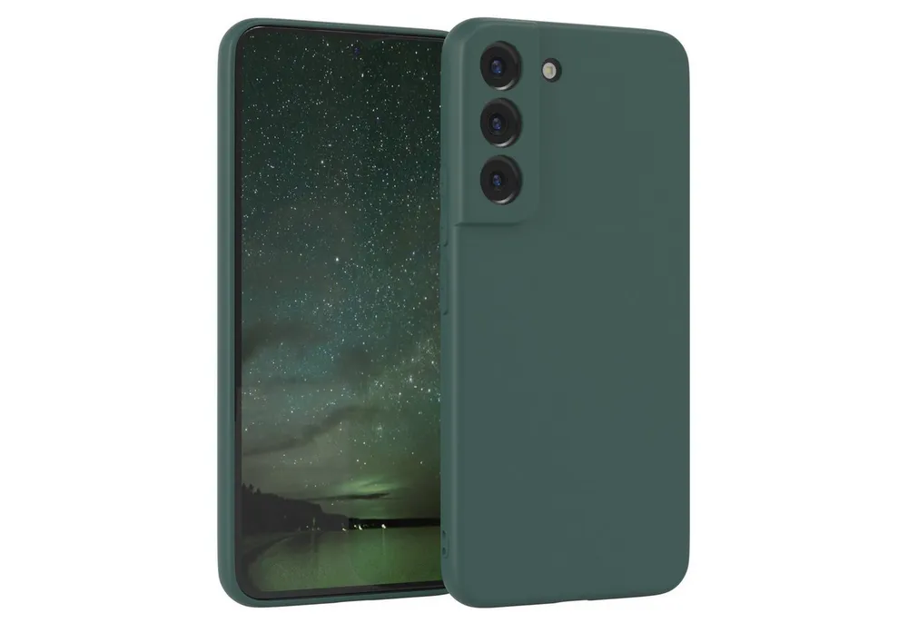 EAZY CASE Handyhülle für Samsung Galaxy S22 5G Hülle Silikon 6,1 Zoll, Silikon Schutzhülle mit Kameraschutz kratzfest bumper Grün / Nachtgrün
