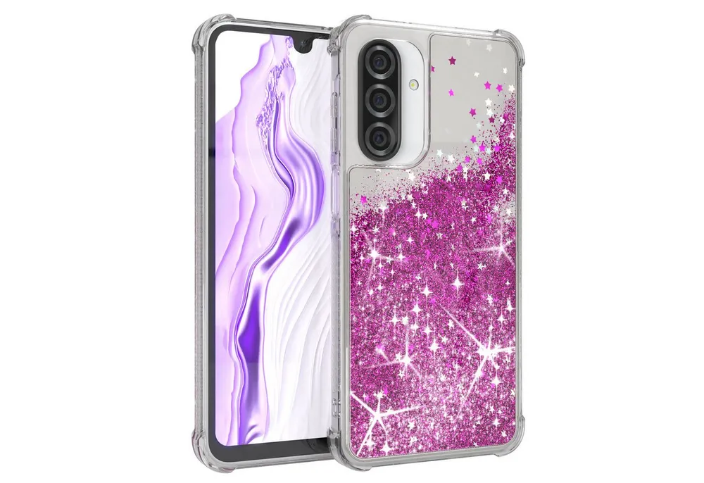 EAZY CASE Handyhülle Liquid Glittery Case für Samsung Galaxy A26 5G 6,7 Zoll, Bumper Case Back Cover Glitter Glossy Handyhülle Etui Violett Lila