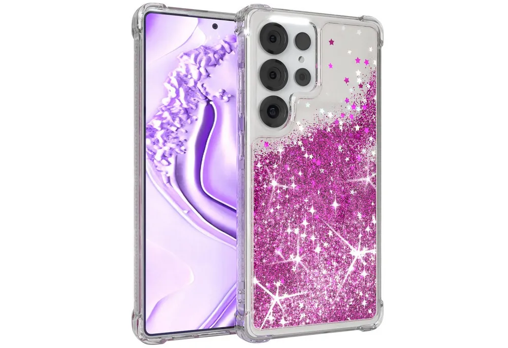 EAZY CASE Handyhülle Liquid Glittery Case für Samsung Galaxy S25 Ultra 6,9 Zoll, Bumper Case Back Cover Glitter Glossy Handyhülle Etui Violett Lila