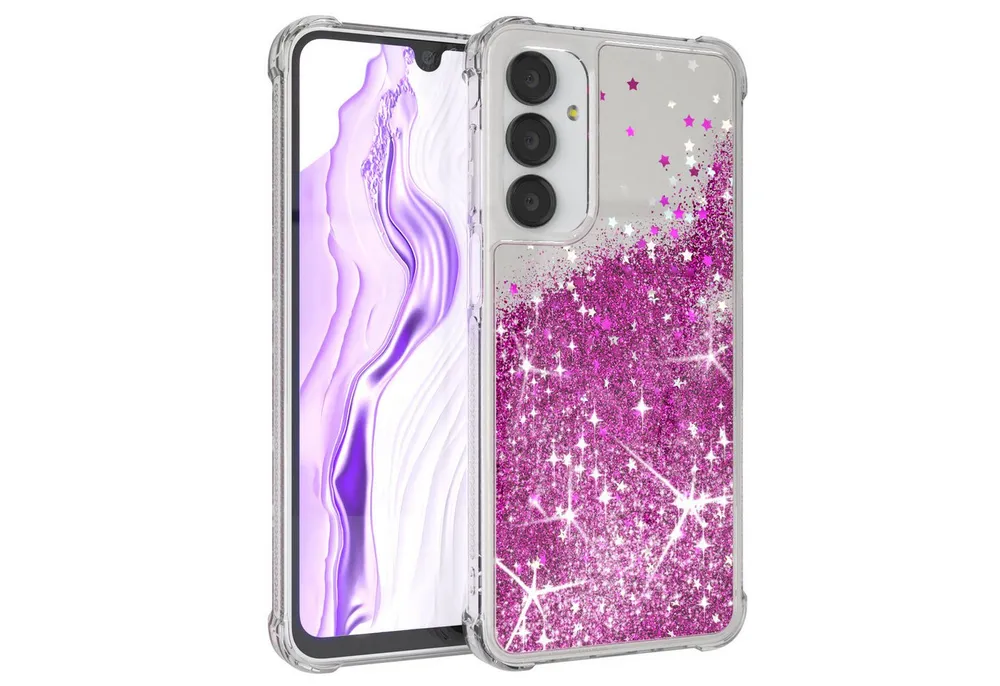 EAZY CASE Handyhülle Liquid Glittery Case für Samsung Galaxy A16 5G 6,7 Zoll, Bumper Case Back Cover Glitter Glossy Handyhülle Etui Violett Lila