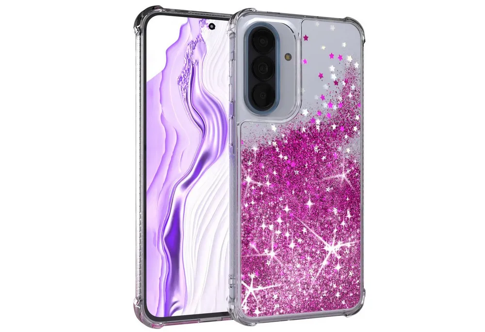 EAZY CASE Handyhülle Liquid Glittery Case für Samsung Galaxy A57 6,7 Zoll, Bumper Case Back Cover Glitter Glossy Handyhülle Etui Violett Lila